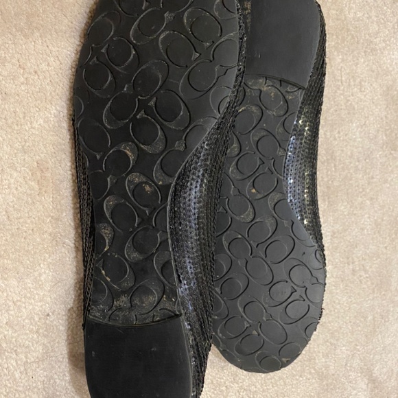 Coach black leather with sequin flats size 10 - Picture 7 of 7